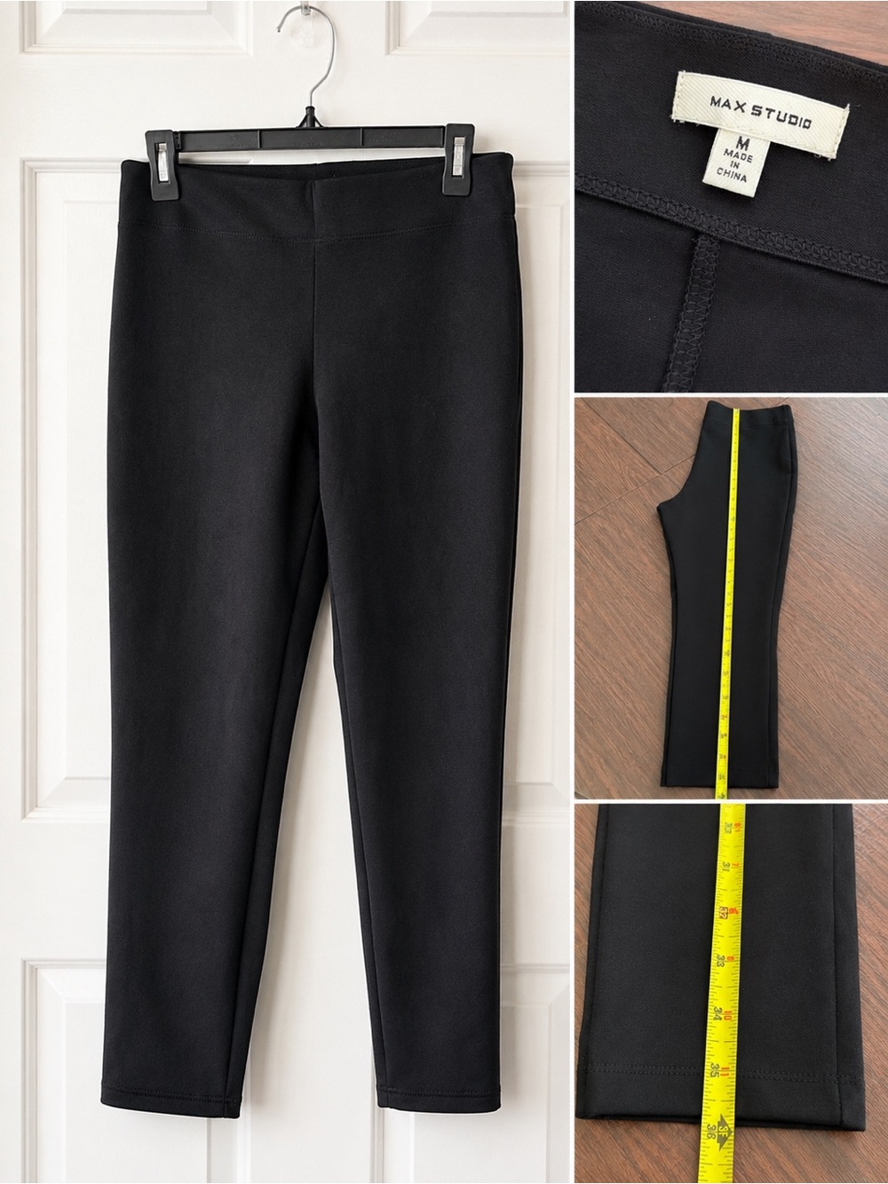 NWOT Max Studio Black Ponte Tapered Ankle Stretch Pants